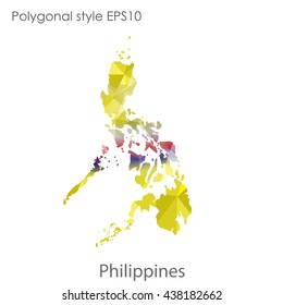 Philippines map in geometric polygonal style.Abstract gems triangle,modern design background. Vector illustration EPS10