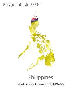 Philippines map in geometric polygonal style.Abstract gems triangle,modern design background. Vector illustration EPS10
