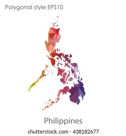 Philippines map in geometric polygonal style.Abstract gems triangle,modern design background. Vector illustration EPS10