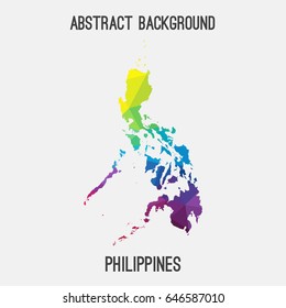 Philippines map in geometric polygonal,mosaic style in rainbow colors.Abstract tessellation,modern design background,low poly. Vector illustration.