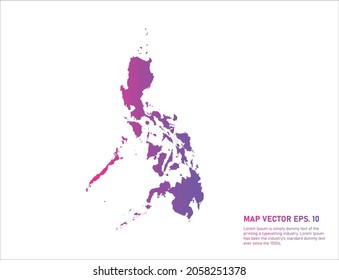Philippines map gradient color . on white background. 