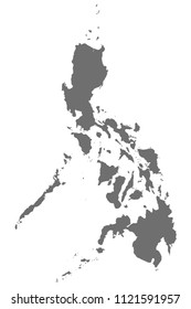 Philippines map in gray on a white background.  Detailed and accurate illustration of map of the Republic of the Philippines map
