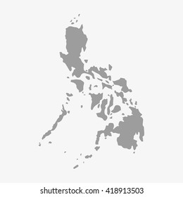 Philippines  map in gray on a white background
