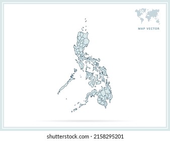 Philippines map green vector on white background.