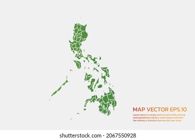 Mapa de Filipinas de alto color verde detallado. sobre fondo blanco. Resumen de la ilustración vectorial de diseño eps 10