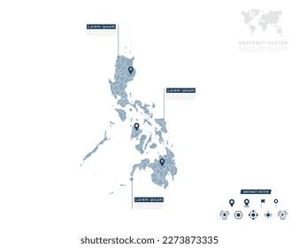 Philippines map of infographic blue Navigator pin location checking communication information plan position.