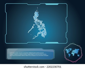 Filipinas Mapa tecnología infográfica azul Color de fondo de la colección de elementos