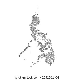 Mapa de Filipinas con Mandala Design. Ilustración vectorial