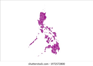 Philippines Map pink Color on White Backgound