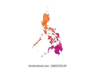 Philippines Map - Polygon Style Vector Illustration in Orange and Pink Gradient, Low Poly Geometric Design, Isolated on White Background for Infographics and Education.