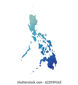 Philippines map polygonal design -  blue geometric rumpled triangular low poly style gradient graphic background 