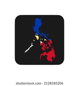 Philippinen Karte Silhouette mit Flagge auf schwarzem Hintergrund
