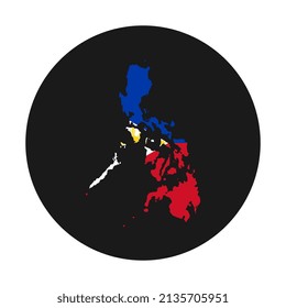 Philippines map silhouette with flag on black background