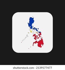 Philippines map silhouette with flag on white background