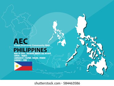 Philippines map. Philippines are in southeast asia and in AEC group
