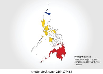 Philippines Map stripes. Vector illustration Color on White Backgound