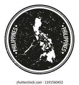 Philippines Map Symbol. Round Design Stamp Travel and Business Vector.