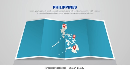 filipinas mapa viagem com pin tag localização design Ilustração