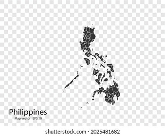 Philippines map vector, isolated on transparent background