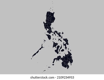 Philippines map vector, Isolated on gray background