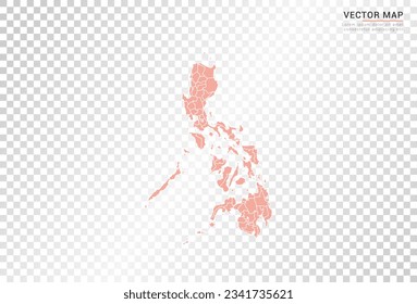 Philippines map vector orange color on transparent background.