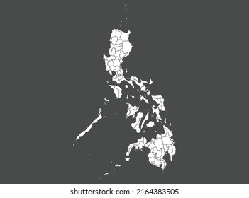 Mapa vectorial de Filipinas, color blanco, aislado en fondo gris