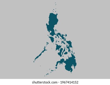 Philippines map vector,Not isolated ocean blue color on gray background