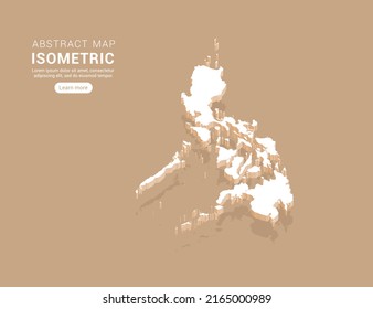 Philippines map white on brown background with isometric vector.