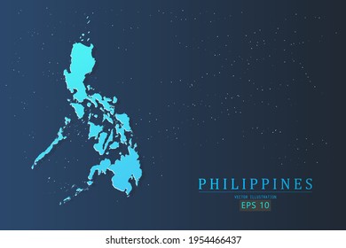 Philippines Map - World Map International vector template with 3d, gradient blue color and stars isolated on galaxy background - Vector illustration eps 10
