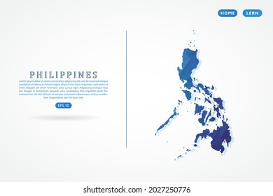 Mapa de Filipinas - Mapa Mundial Plantilla vectorial Internacional con gradiente de color azul poligonal aislado en el fondo blanco para la educación, sitio web, banner - Ilustración vectorial eps 10