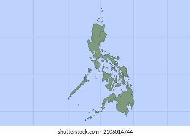 Philippines Map - World map International vector template with green color on blue background and grid design for design, education, website, infographic, banner - Vector illustration eps 10