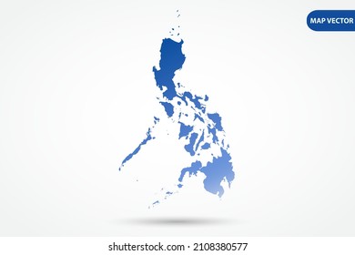 Mapa de Filipinas - Mapa Mundial Plantilla vectorial internacional con color degradado azul aislado en fondo blanco para diseño, educación, sitio web, infografía - Ilustración vectorial eps 10