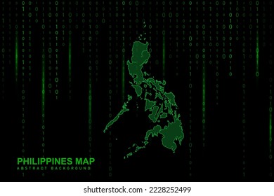 Mapa de Filipinas - Mapa Mundial de la plantilla vectorial internacional con fondo de código binario en matriz que incluye luz para el diseño, sitio web, concepto de hacker - Ilustración vectorial eps 10