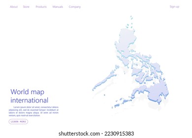 Philippines Map - World map International vector template with isometric style including shadow, purple and blue color isolated on white background for design, website - Vector illustration eps 10