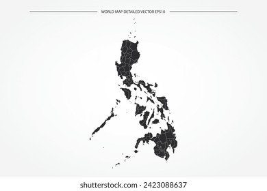 Philippines Map - World Map International vector template with High detailed with black and white outline color isolated on white background - Vector illustration eps 10
