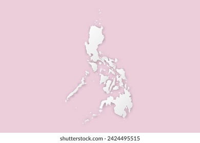 Philippines Map - World map International vector template with paper cut style including shadow and white color on pink background for design, education, website - Vector illustration eps 10