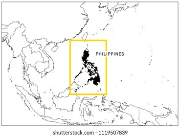 Philippines map yellow frame national geography 