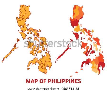 Philippines Map Yellow regions orange political map vector