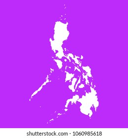 Philippines map-White map on purple background. Each city and border has separately. Vector illustration eps 10.