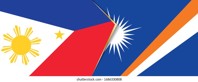 Philippines and Marshall Islands flags, two vector flags symbol of relationship or confrontation.