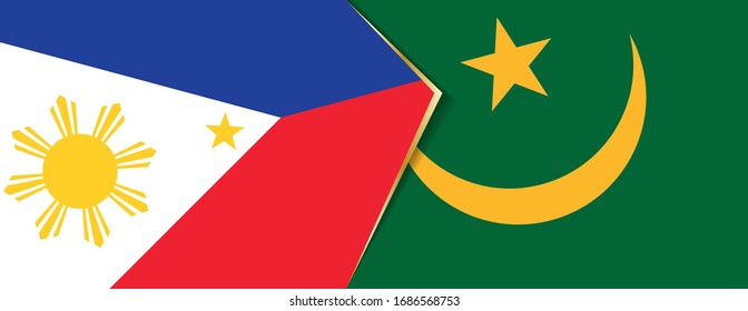 Philippines and Mauritania flags, two vector flags symbol of relationship or confrontation.