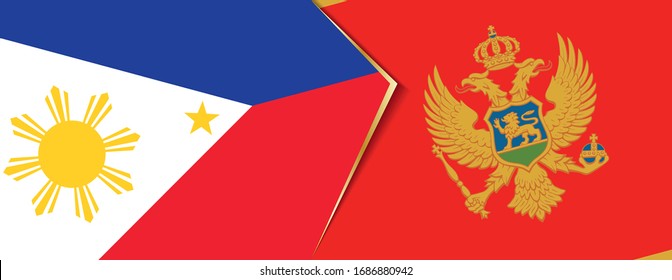 Filipinas y Montenegro banderas, dos banderas vectoriales símbolo de relación o confrontación.