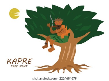 Philippines  Mythical  Creature called the Kapre or Tree Giant spirit who sits on his house, a Balete tree or Acacia.