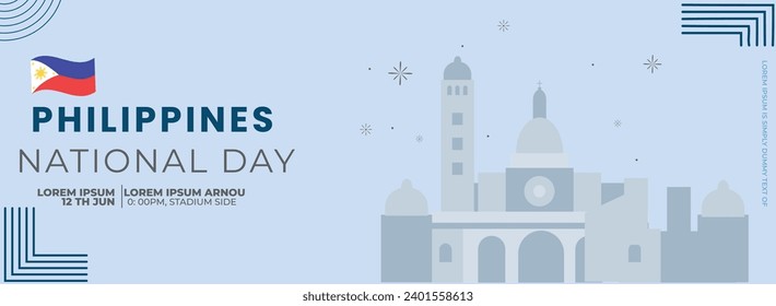 Philippines national day background design . Independence Day 12 June Celebration Template for Poster, Banner, Advertising. Vector Illustration. 
