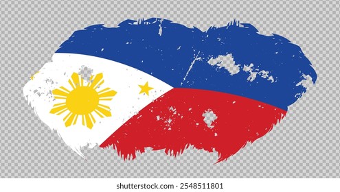 Philippines national flag with distressed stroke brush effect on isolated background