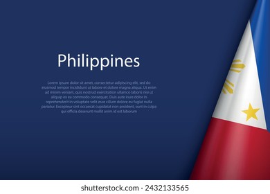 Bandera nacional de Filipinas aislada sobre fondo oscuro con copyspace