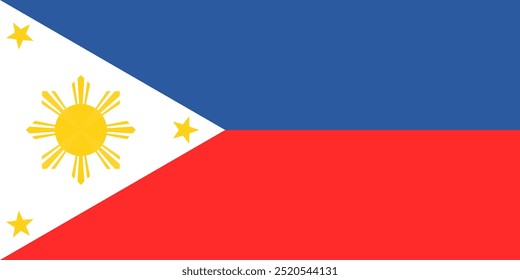 Bandera nacional de Filipinas - Ilustración vectorial oficial de la bandera nacional de Filipinas. Ideal para proyectos que celebran la cultura, el patrimonio y el orgullo nacional filipinos