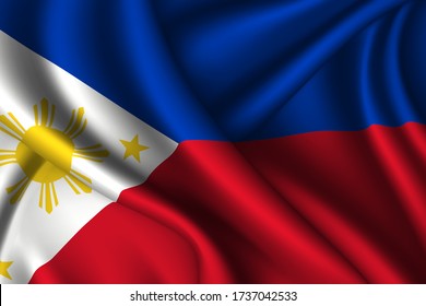 Philippines national flag of silk. Vector fabric texture