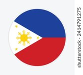Philippines national flag vector icon design. Philippines circle flag. Round of Philippines flag.
