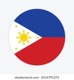 Diseño de iconos de vectores de bandera nacional de Filipinas. Bandera circular de Filipinas. Bandera de la Ronda de Filipinas.
